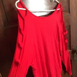 Bright red long sleeve shirt!